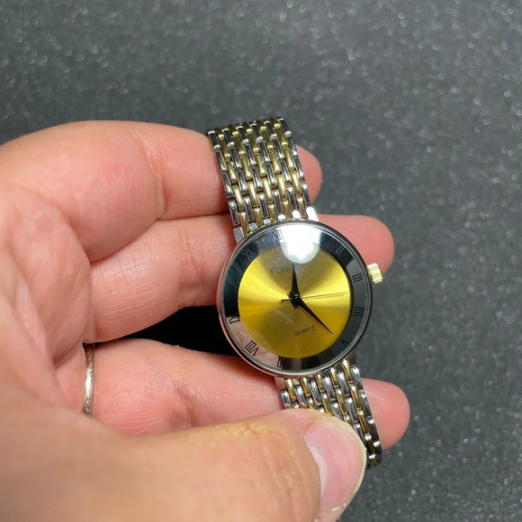 Vintage Fondini Unisex Dual Tone Roman Dial Quartz Watch Working New Battery - Picture 4 of 11